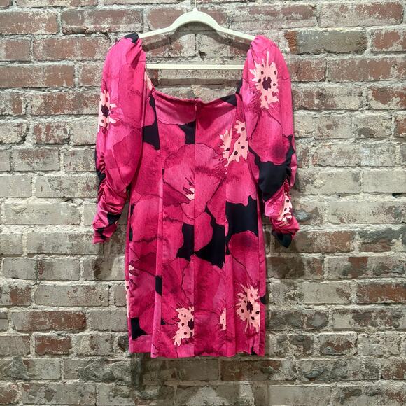 Hutch Floral Pink and Black Puff Sleeve Dress Size 4 - Picture 9 of 9